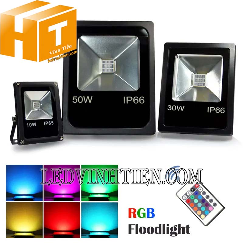 Đèn pha led rgb 50w vỏ đen