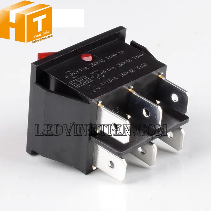 Công tắc bập bênh KCD4-102 16A 250V 6P có đèn báo