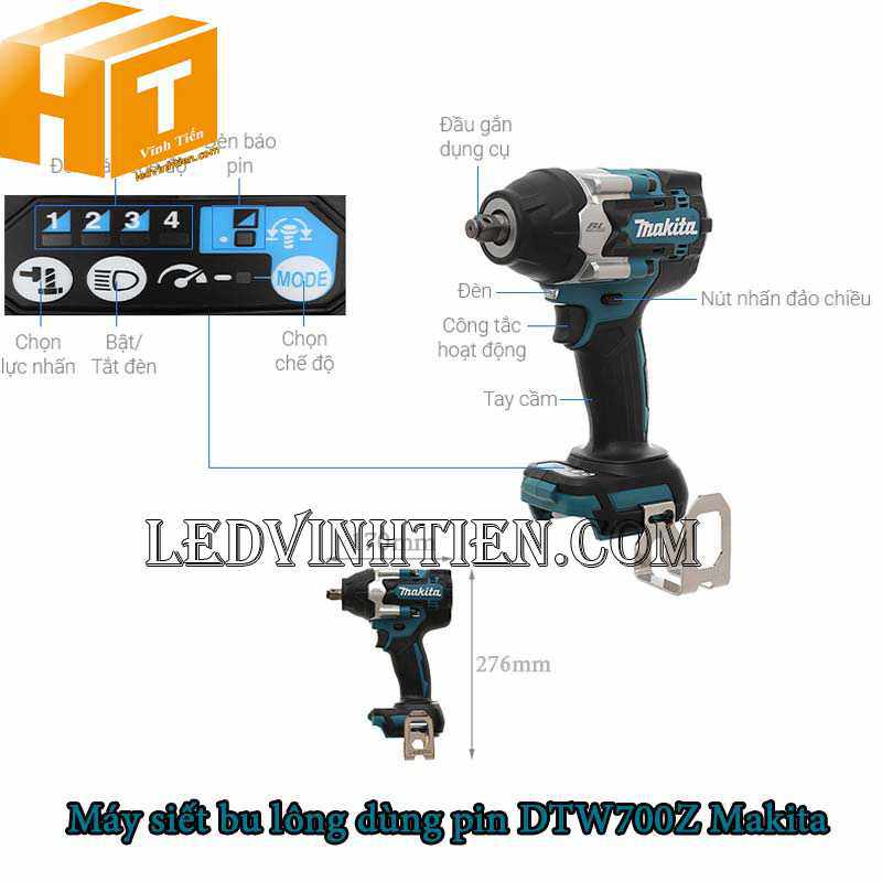 Máy siết bu lông dùng pin Makita DTW700Z