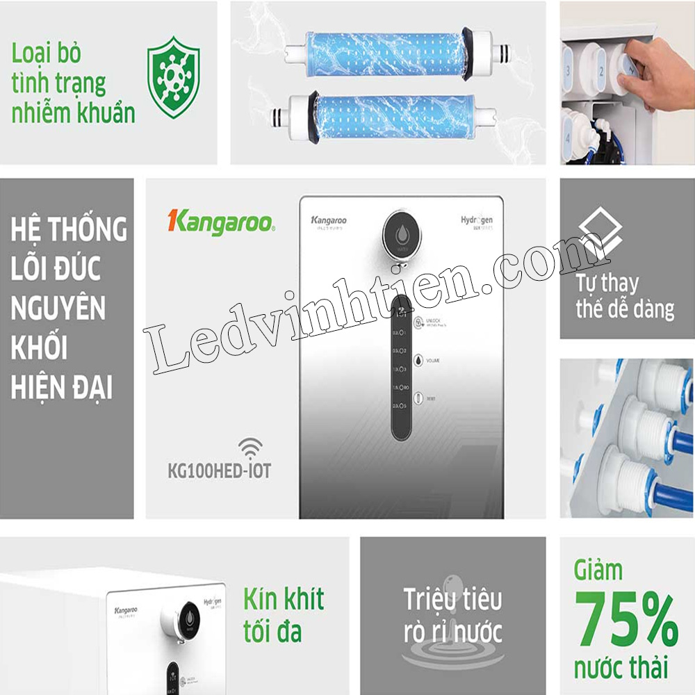 Máy lọc nước Kangaroo Hydrogen ion kiềm KG100HED-IOT chính hãng