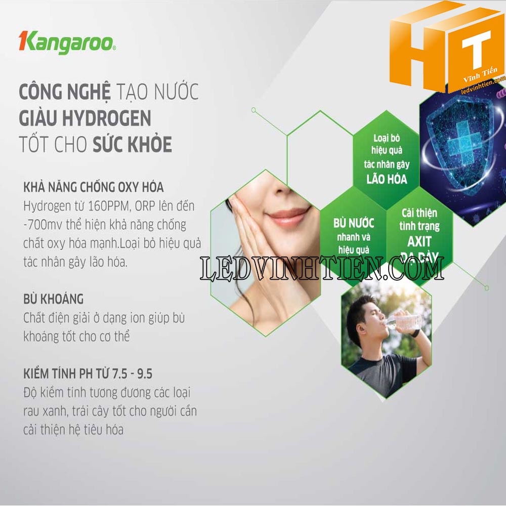 Máy lọc nước Kangaroo Slim Hydrogen tích hợp nóng lạnh mã KG10A7S