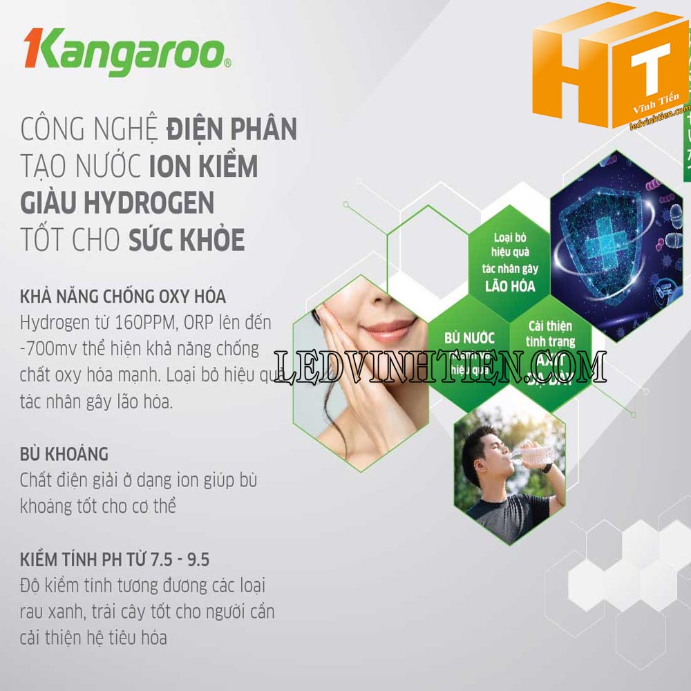 Máy lọc nước Kangaro Hydrogen KG10A8ES - Nóng Lạnh