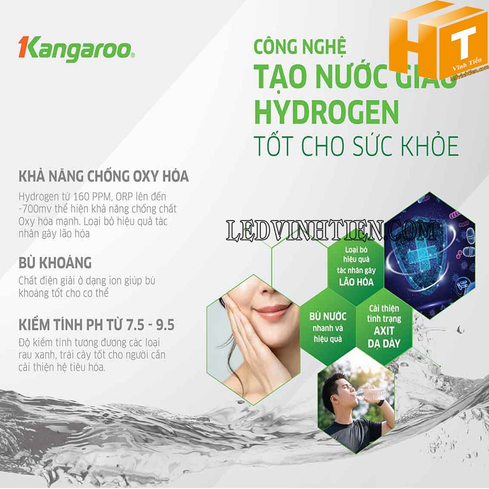 Máy lọc nước Slim Hydrogen tích hợp nóng lạnh KG10A9S