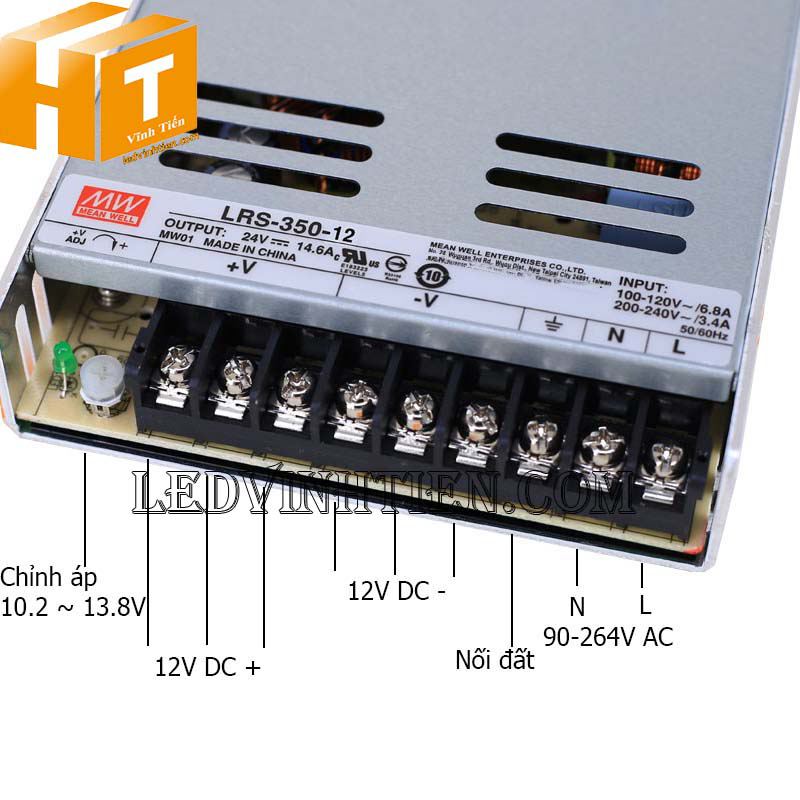 Thông số kỹ thuật của nguồn Meanwell 15V 23.2A LRS-350-15