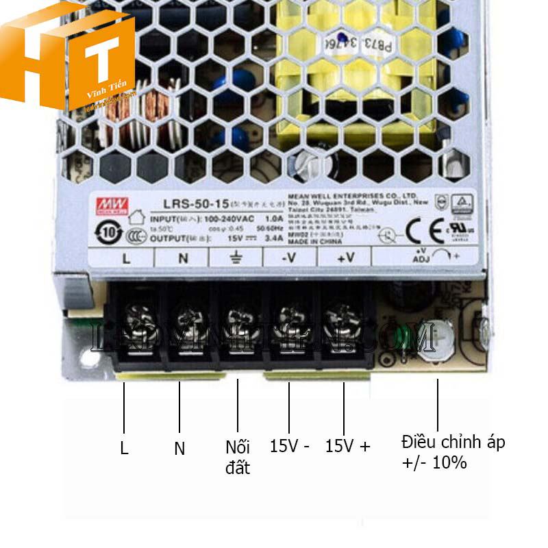 LRS-50-15 Nguồn một chiều Meanwell 51W-15VDC