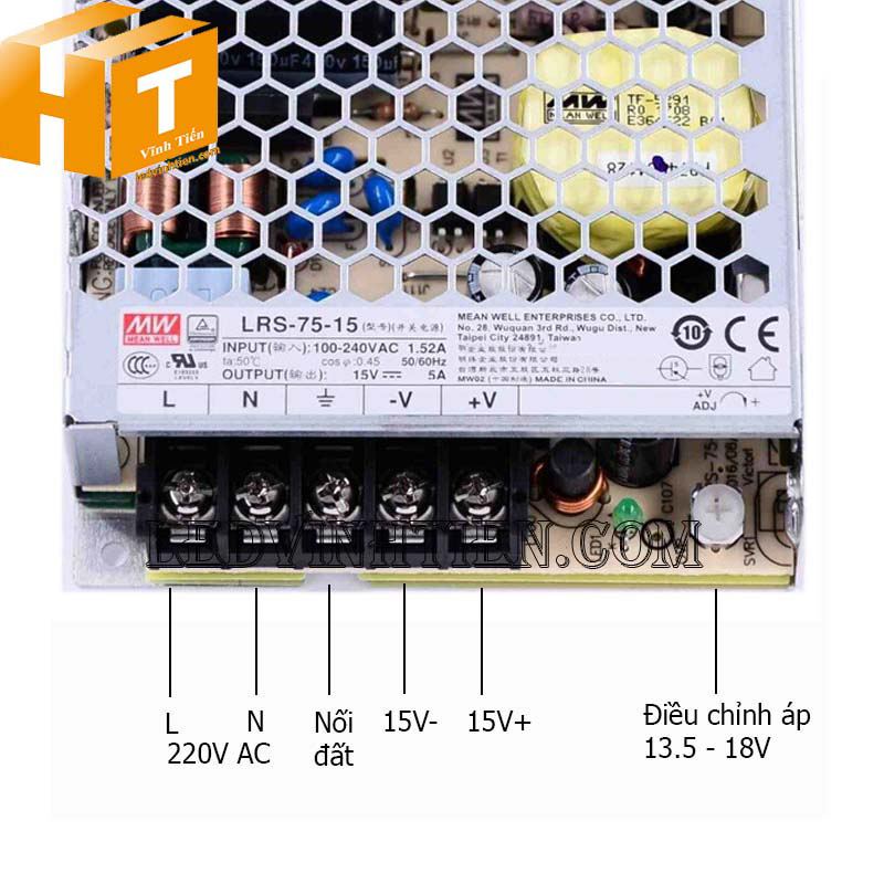 LRS-75-15 - Nguồn một chiều Meanwell 75W-15VDC