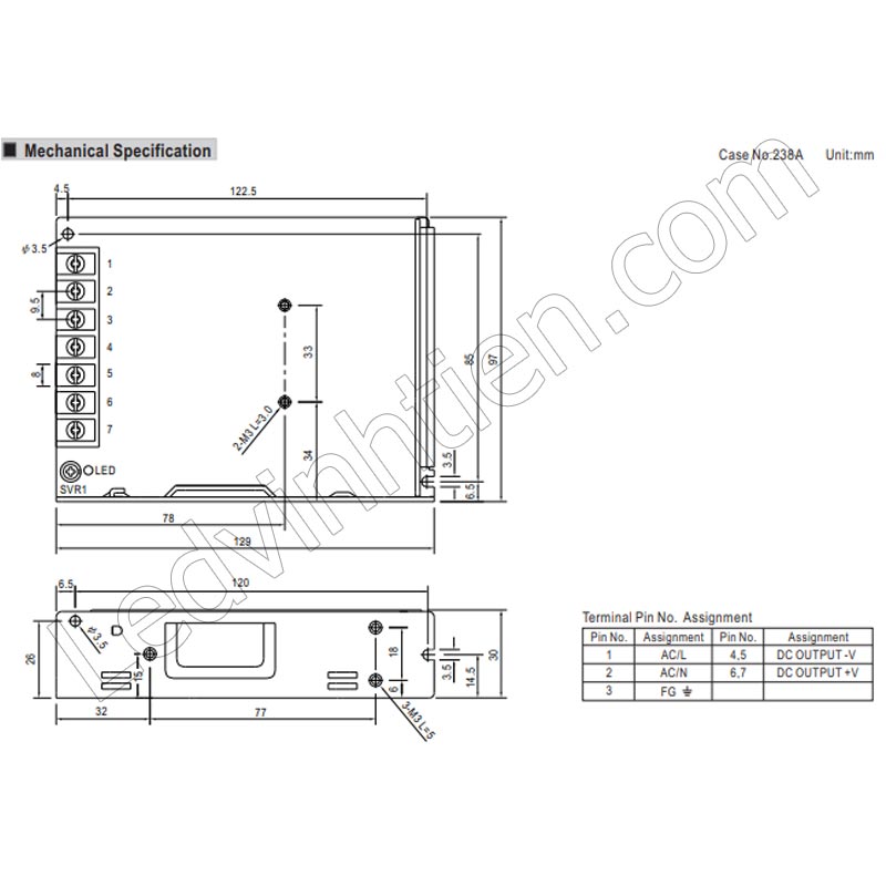 Thông số kỹ thuật của nguồn Meanwell 15V 7A LRS-100-15