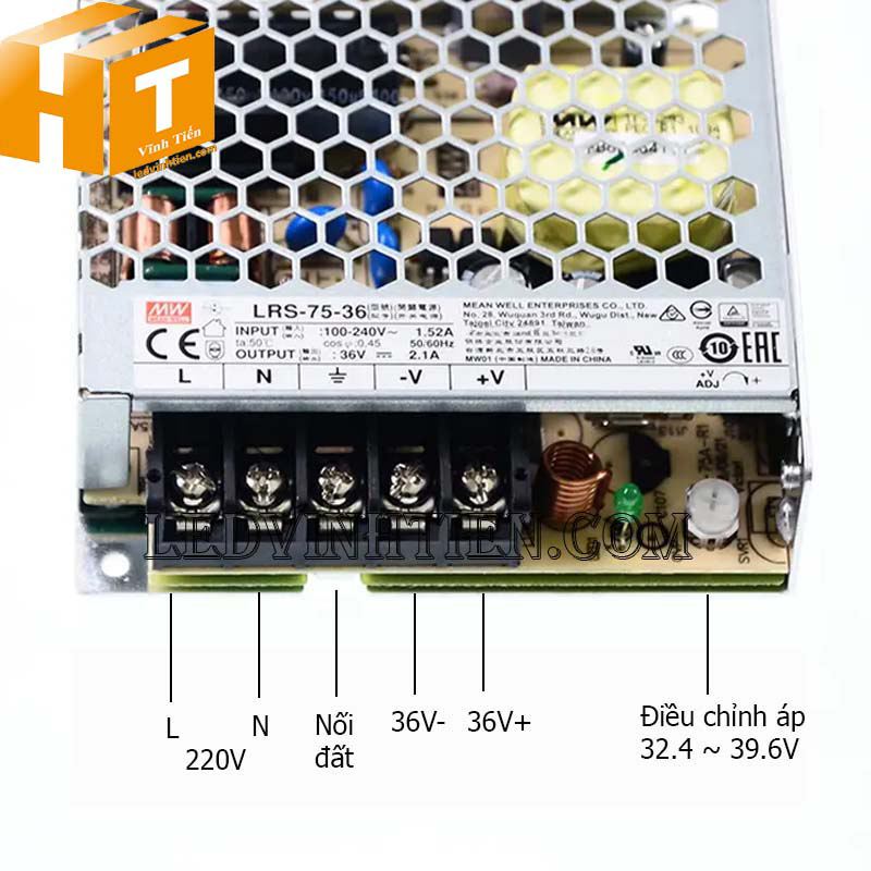 LRS-75-36 - Nguồn một chiều Meanwell 75.6W-36VDC