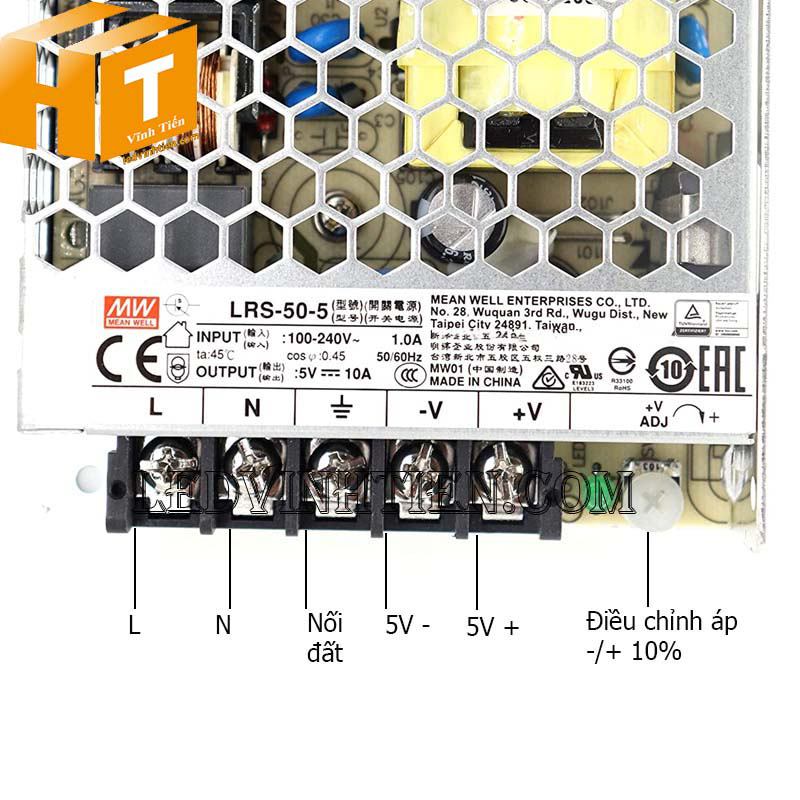 LRS-50-5 Nguồn một chiều Meanwell 50W-5VDC