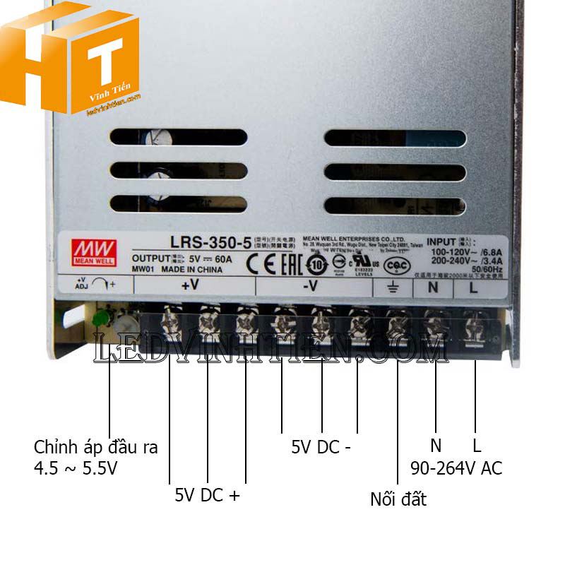 Thông số kỹ thuật của nguồn Meanwell 5V 60A LRS-350-5