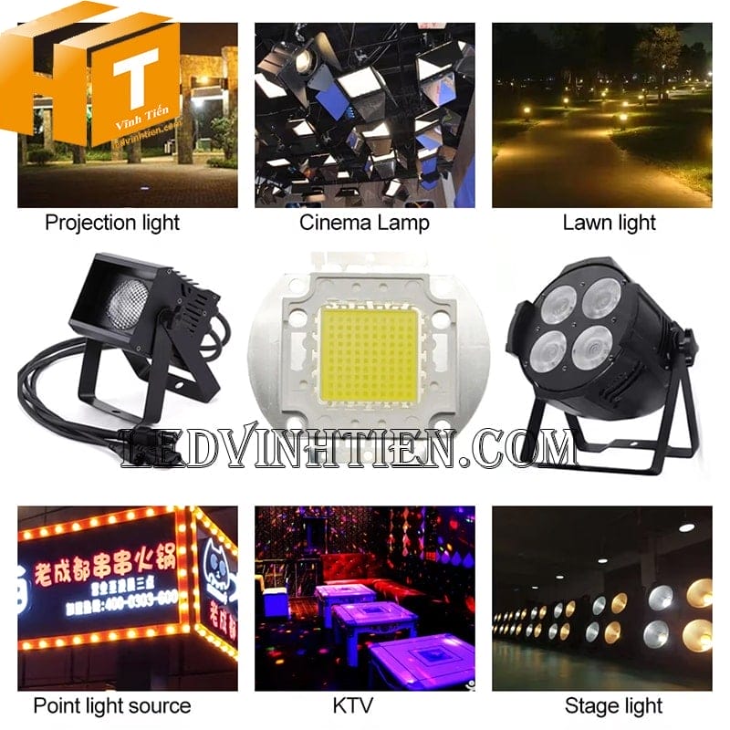 Chip đèn pha led 100W màu trắng