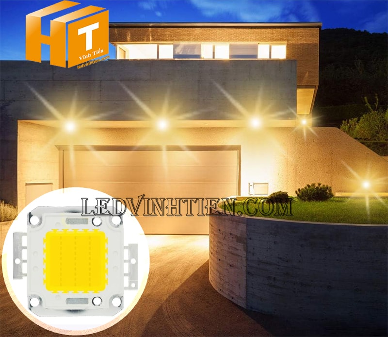Chip led đèn pha 30W màu vàng chiếu sáng mặt tiền nhà