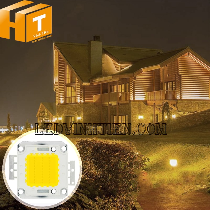 Tim đèn pha 30w màu vàng đủ công suất, chiếu sáng cảnh quan ngoài trời