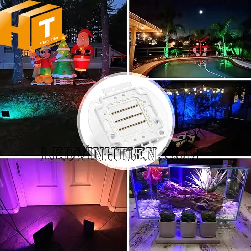 Tim đèn pha led cob 30w màu xanh dương dùng trang trí hồ bơi, nội thất, cây xanh