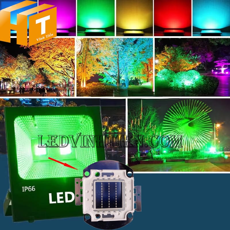 Chip led 30W ánh sáng xanh lá dùng để rọi cây trong công viên