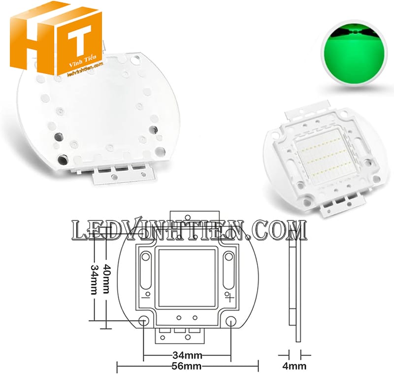 Chip led 30W cob màu xanh lá