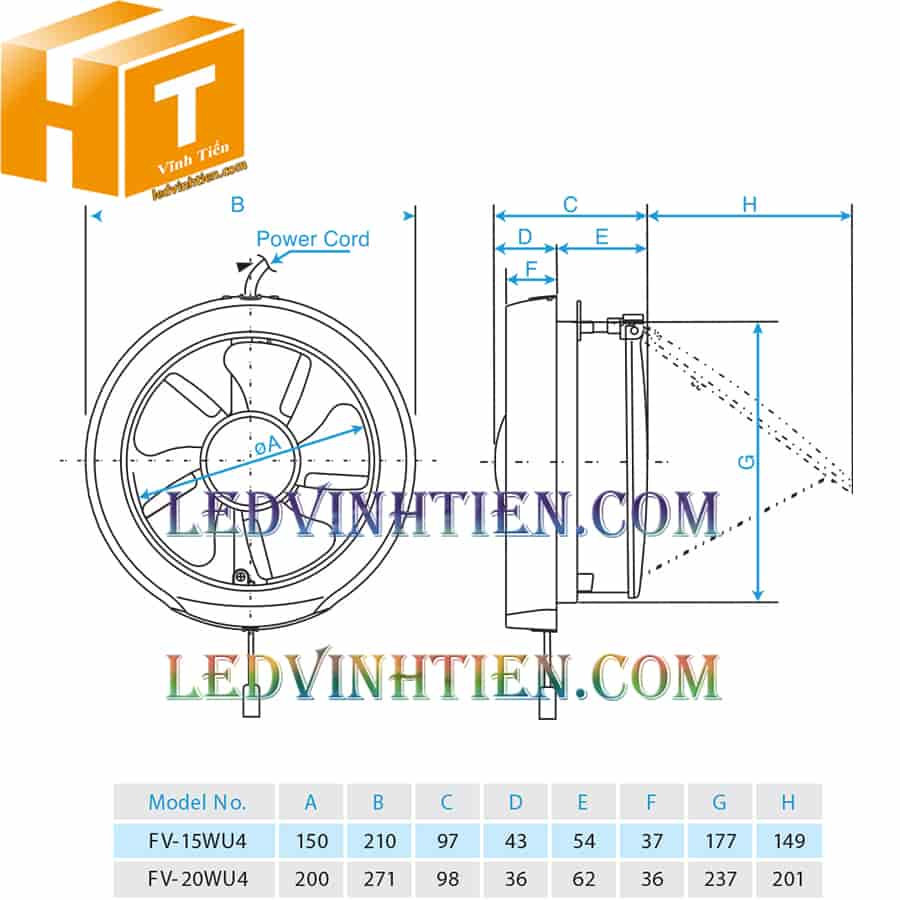 Quạt hút âm tường Panasonic FV‑15WU4 tại tuy hòa phú yên