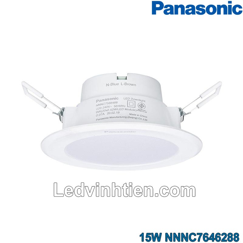 Đèn LED downlight Panasonic 15W với ánh sáng vàng, trắng và trung tính, dễ dàng chuyển đổi màu sắc.