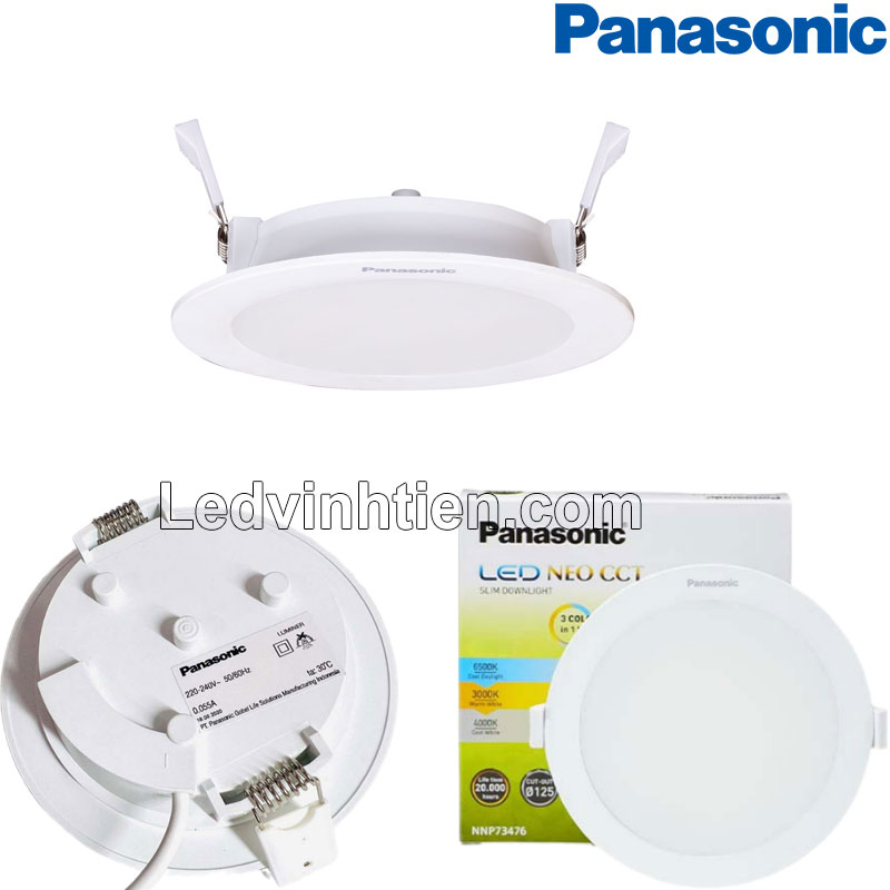 Chiết Tiết Đèn LED Downlight Âm Trần Tròn Panasonic Neo Slim, Mặt Trước Và Mặt Sau