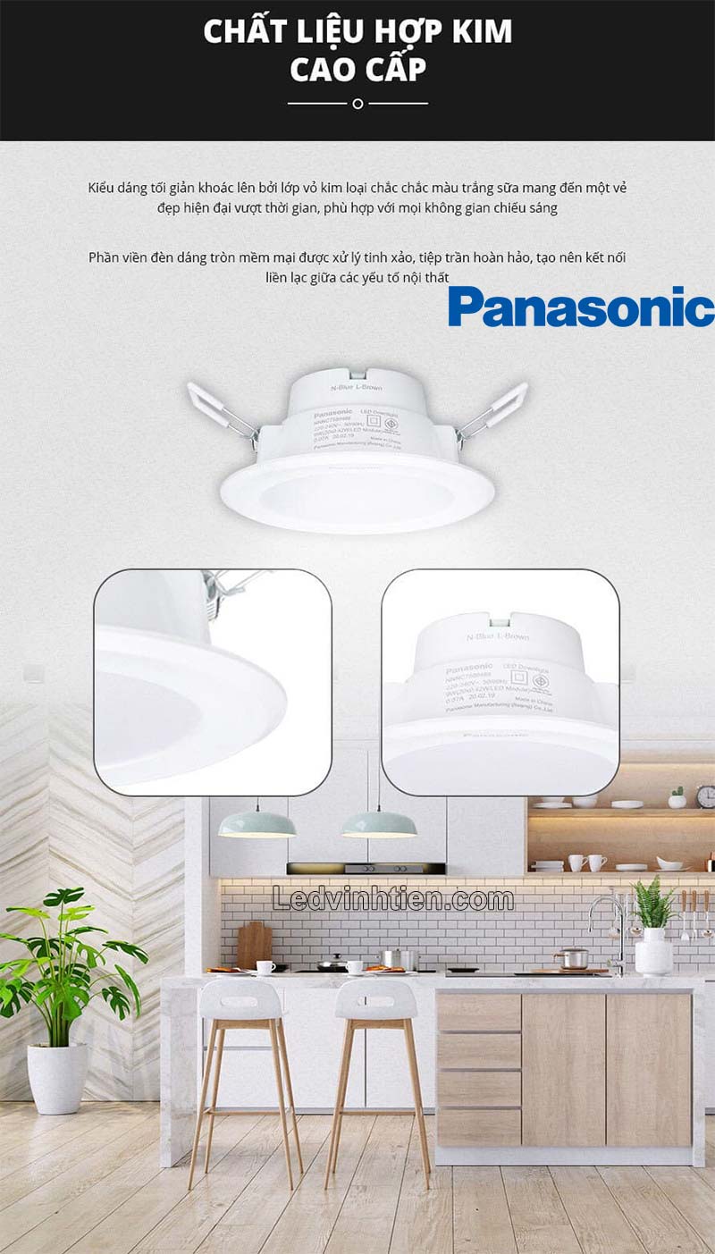 Đèn led downlight DN series Panasonic đổi màu cấu tạo bằng hợp kim cao cấp, bền bỉ theo thời gian