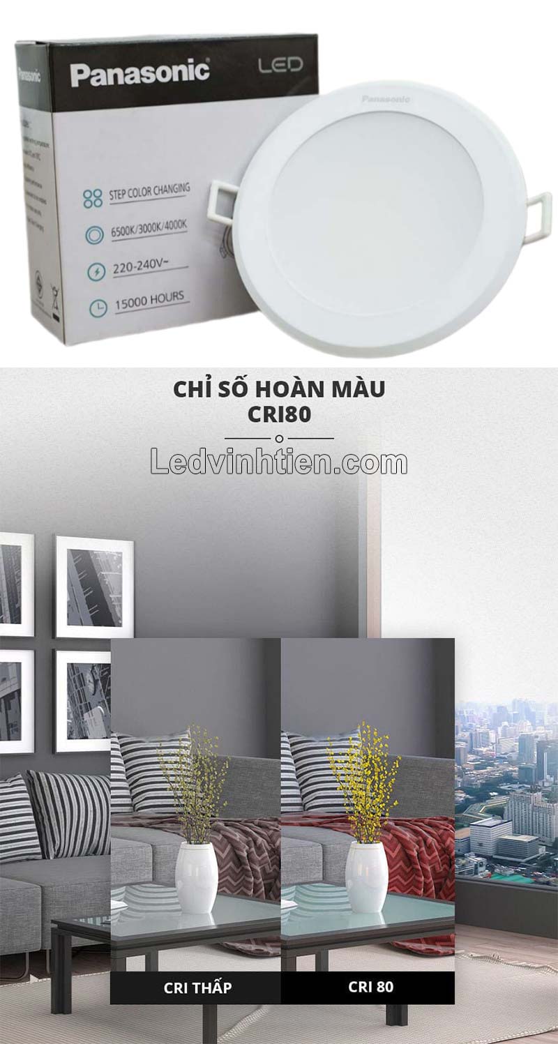 Chỉ số hoàn màu của đèn led downlight đổi màu Panasonic CRI80