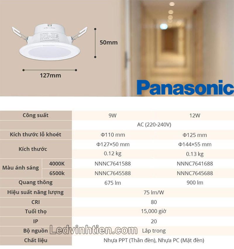 Cấu Tạo Và Các Công Suất Khác Của Đèn Âm Trần Panasonic