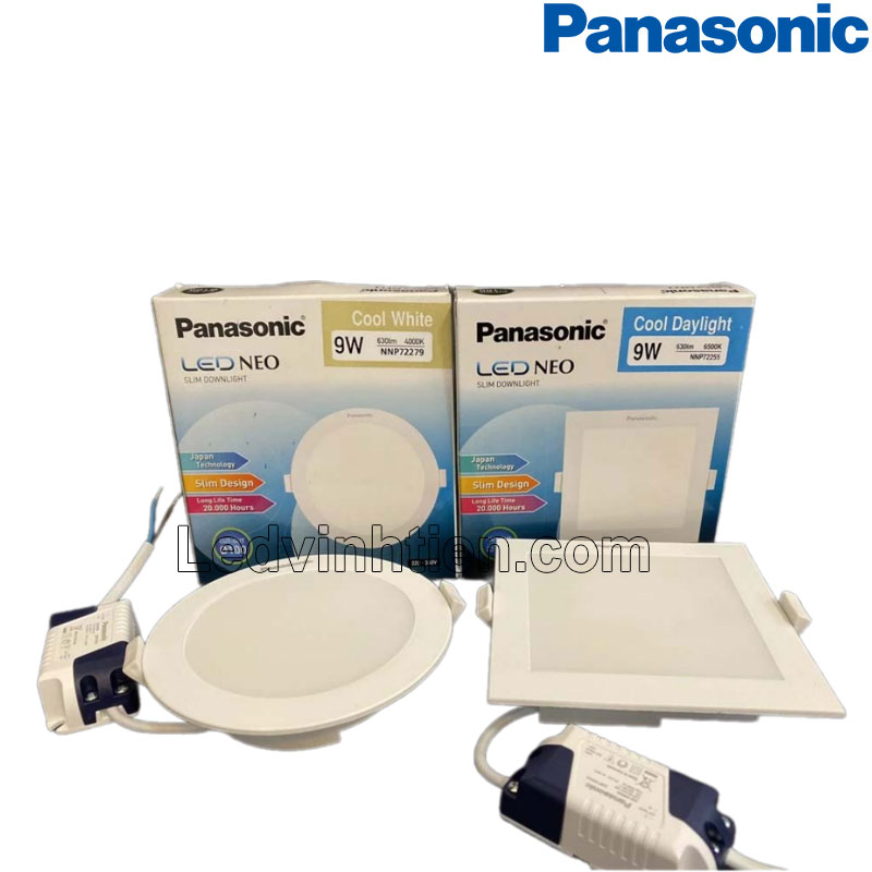 Đèn led downlight Neo Slim Panasonic có 2 loại (tròn và vuông)