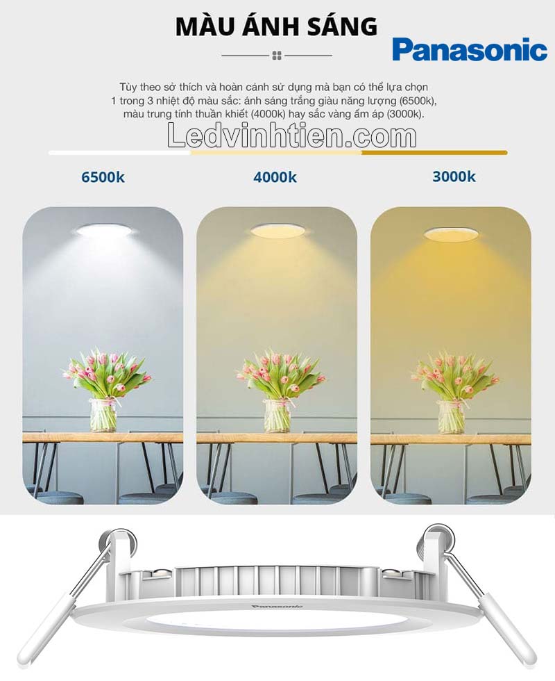Đèn Led Âm Trần Có 3 Màu Sáng Riêng Biệt Quý Khách Tùy Chọn Màu Phù Hợp Với Không Gian Cần Chiếu Sáng