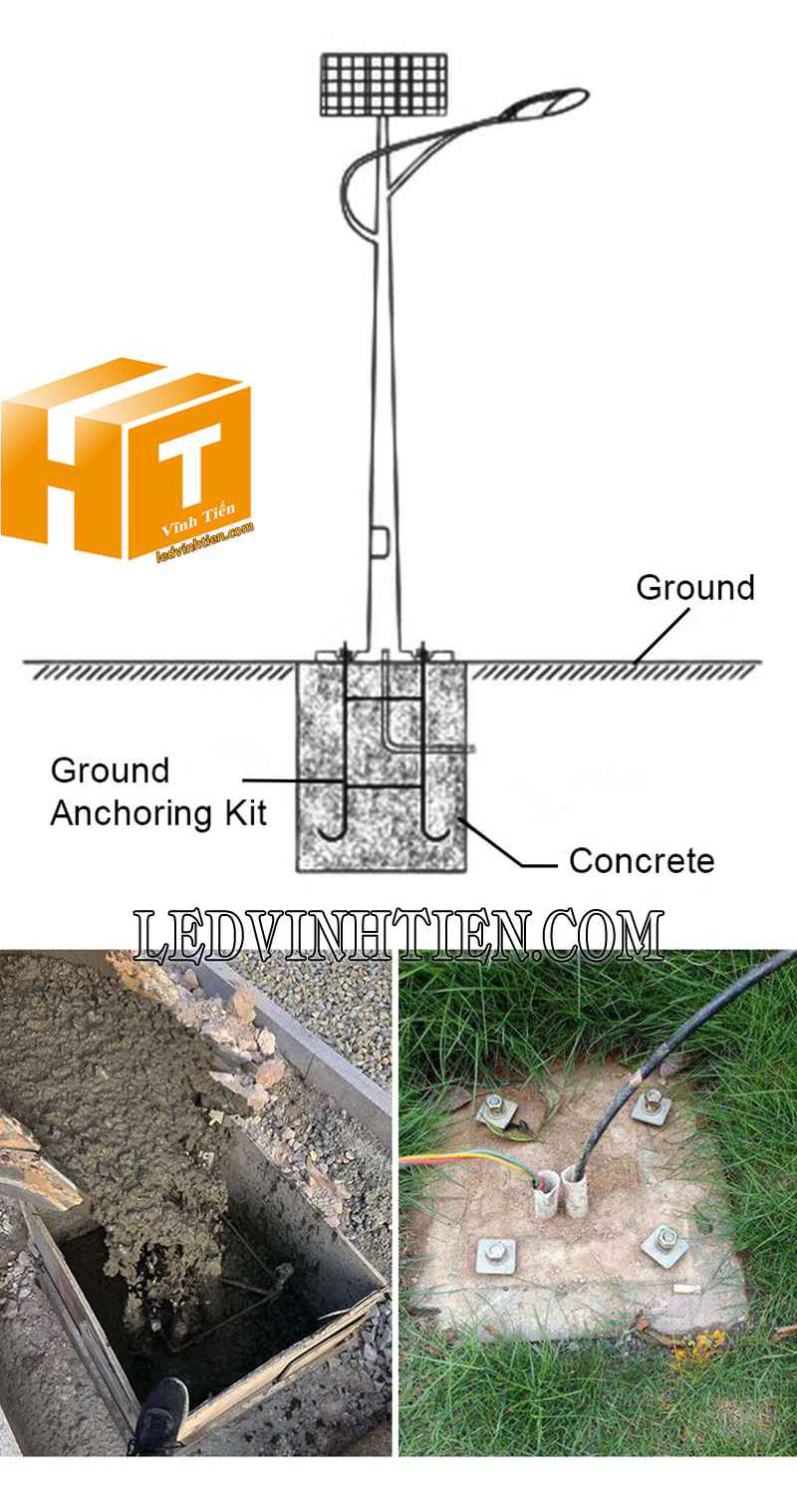 Cách làm khung móng cột đèn, Ledvinhtien.com