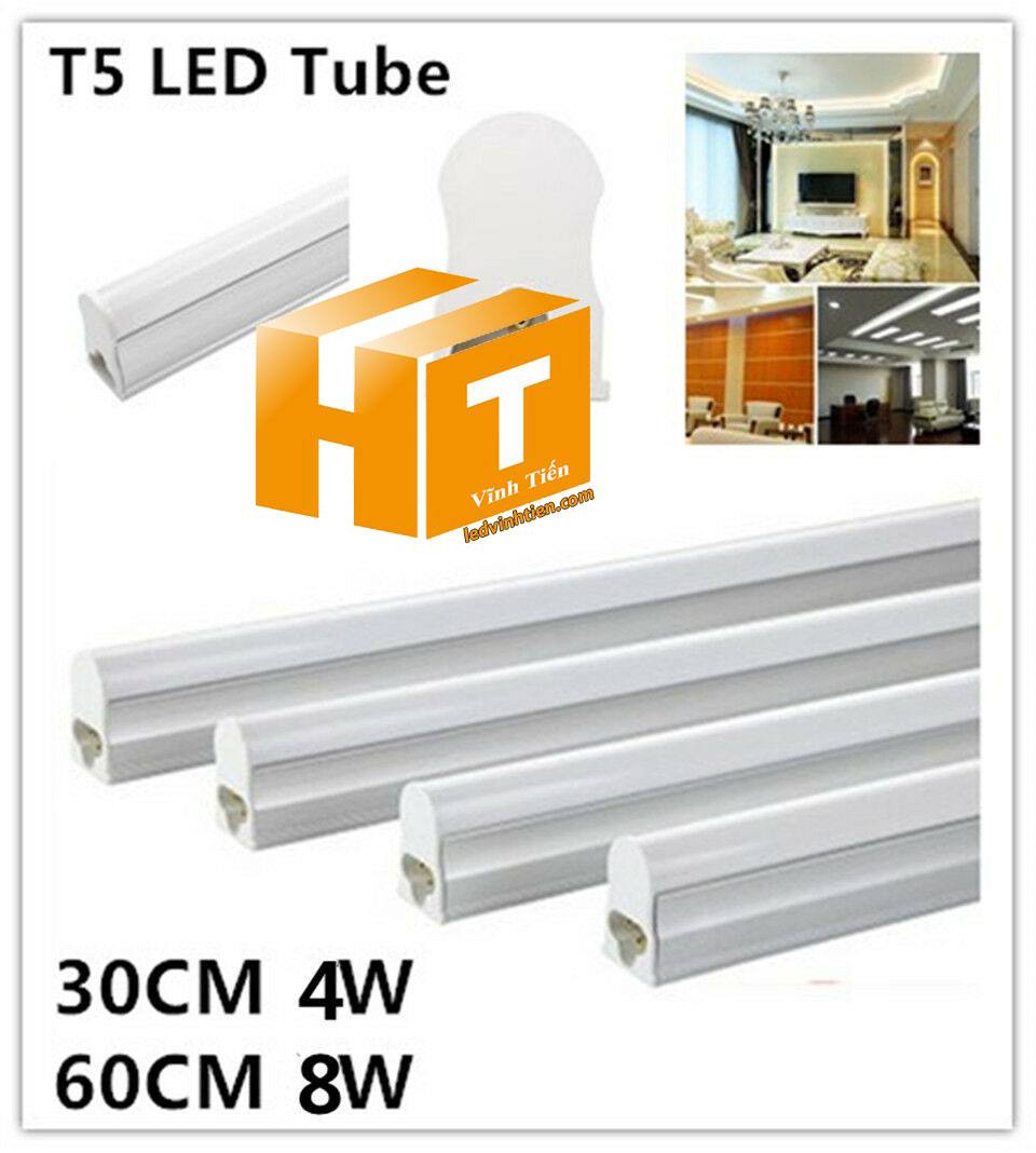 Đèn LED Tuýp T5 3 tấc 4W Liền Máng