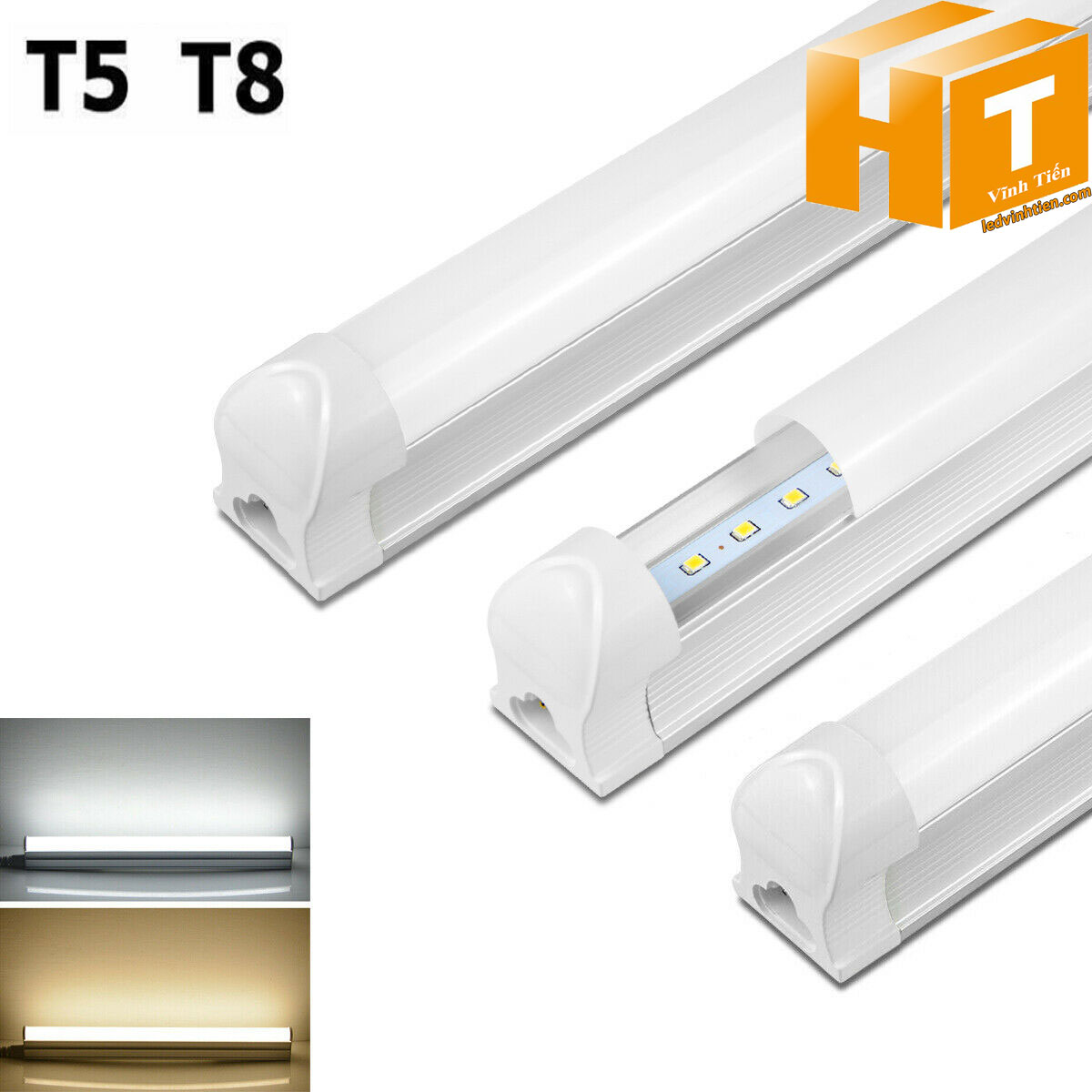 Đèn LED Tuýp T5 3 tấc 4W Liền Máng loại tốt, giá rẻ, Ledvinhtien.com