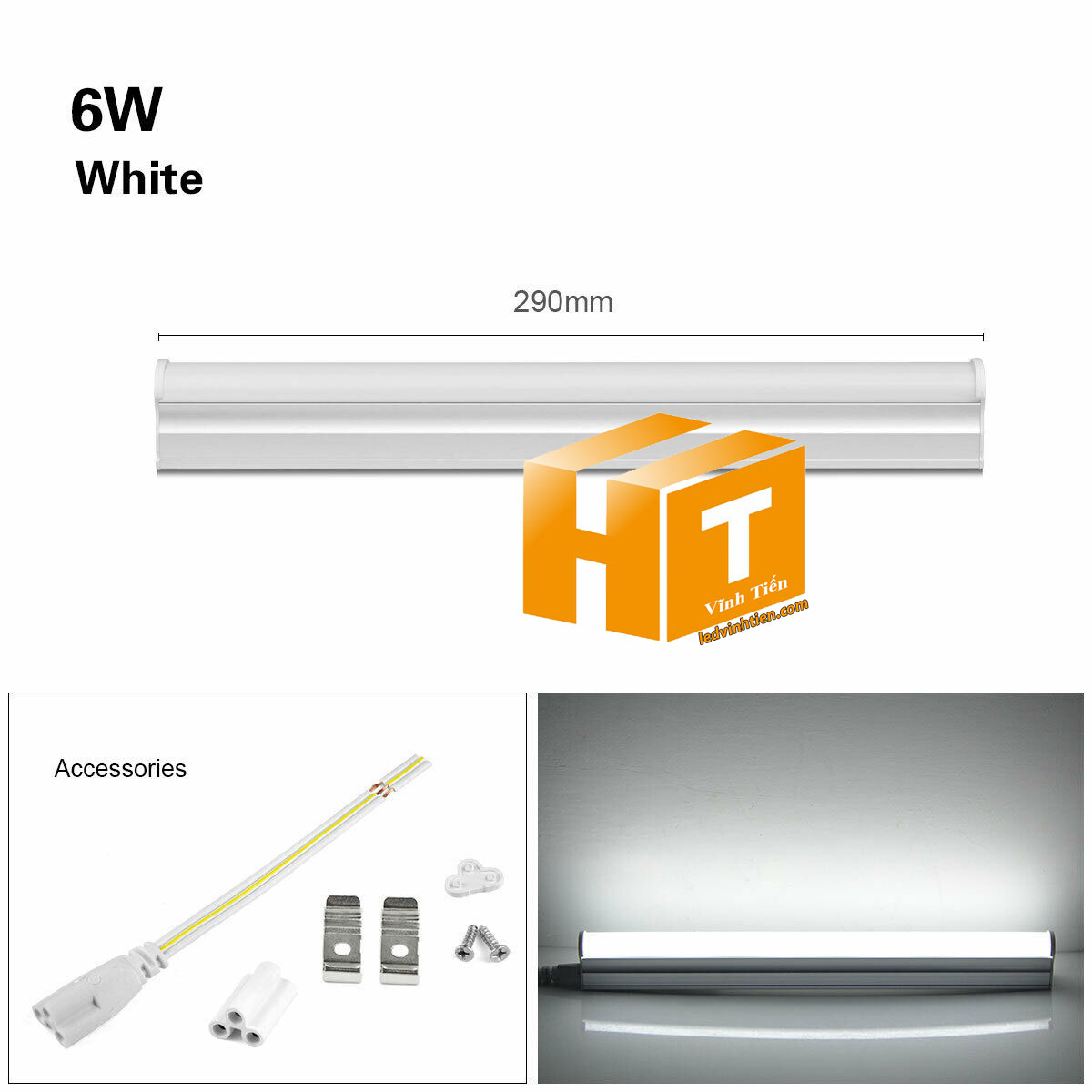 Đèn LED Tuýp T5 3 tấc 4W Liền Máng loại tốt, giá rẻ, Ledvinhtien.com