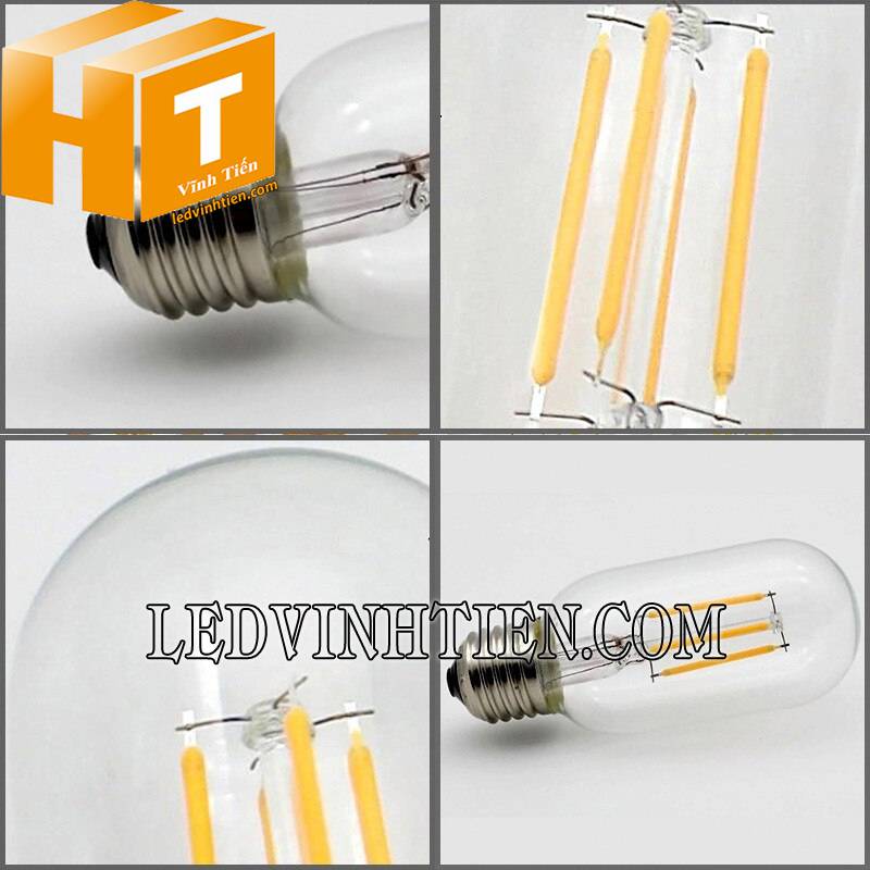 chi tiết đèn led bulb Edison T45 công suất 6W giá rẻ tại Vĩnh Tiến