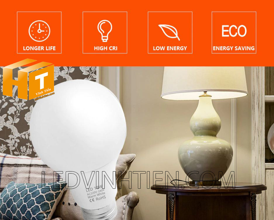 Bóng đèn led búp 5W sáng trắng, vàng, loại tốt dùng trang trí nội thất, quán cà phê