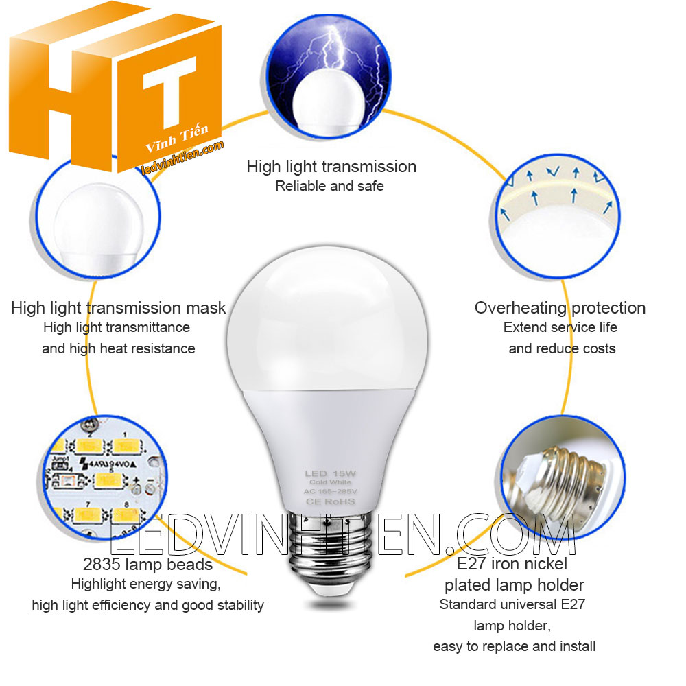 Bóng đèn led búp 6W loại tốt, giá rẻ, Ledvinhtien.com