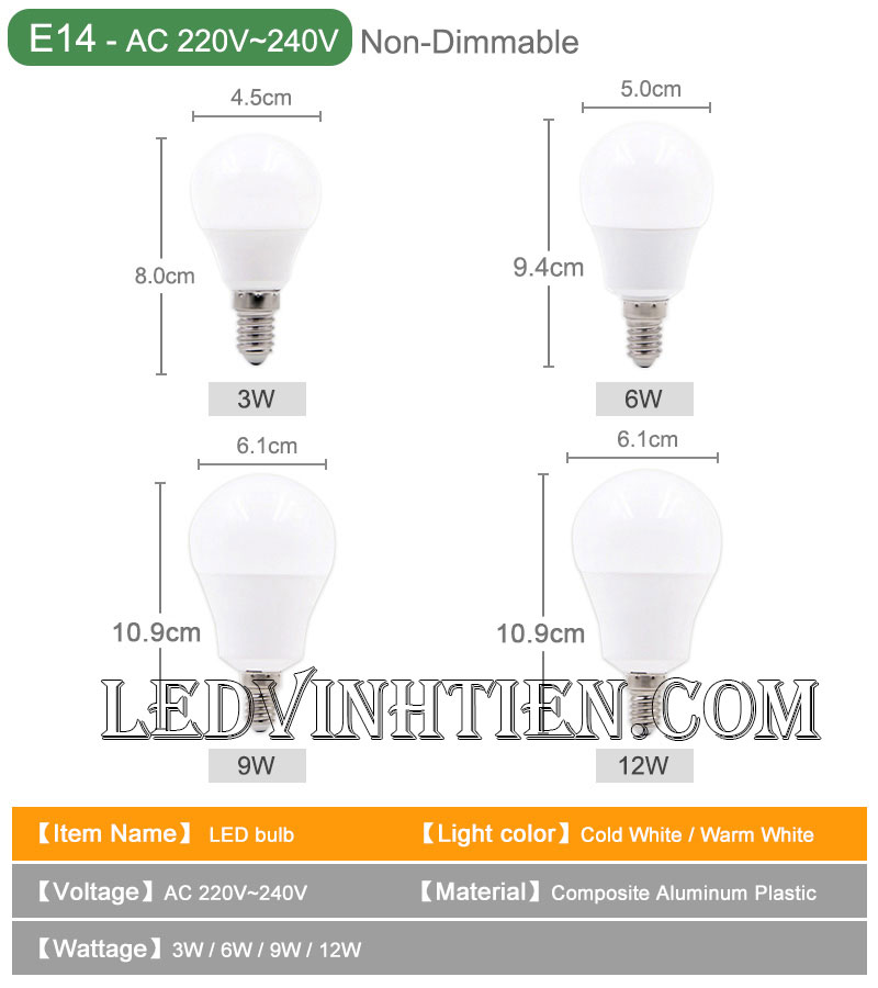 Bóng đèn led búp 6W loại tốt, giá rẻ, Ledvinhtien.com