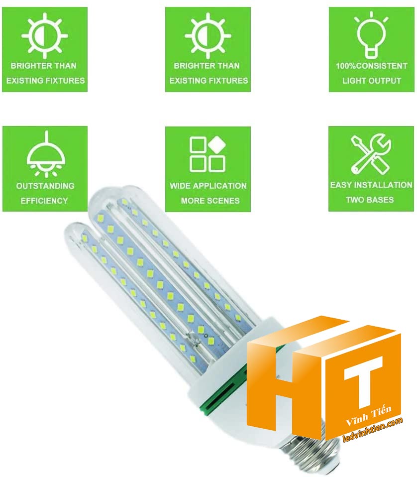 Bóng đèn led chử U 16W sáng trắng, vàng, giá rẻ | Ledvinhtein.com