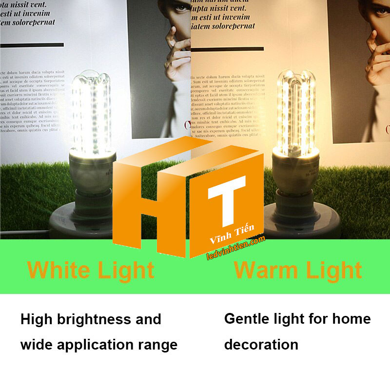 Bóng đèn led chử U 7W ánh sáng trắng, vàng loại tốt, giá rẻ, chất lượng, siêu sáng