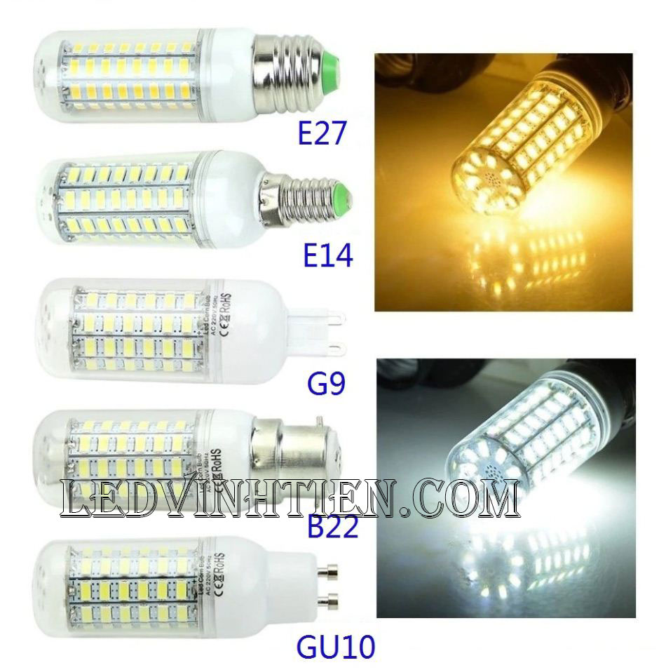 Bóng Đèn led trái bắp 12W ánh sáng trắng, vàng loại tốt, giá rẻ, chất lượng, siêu sáng