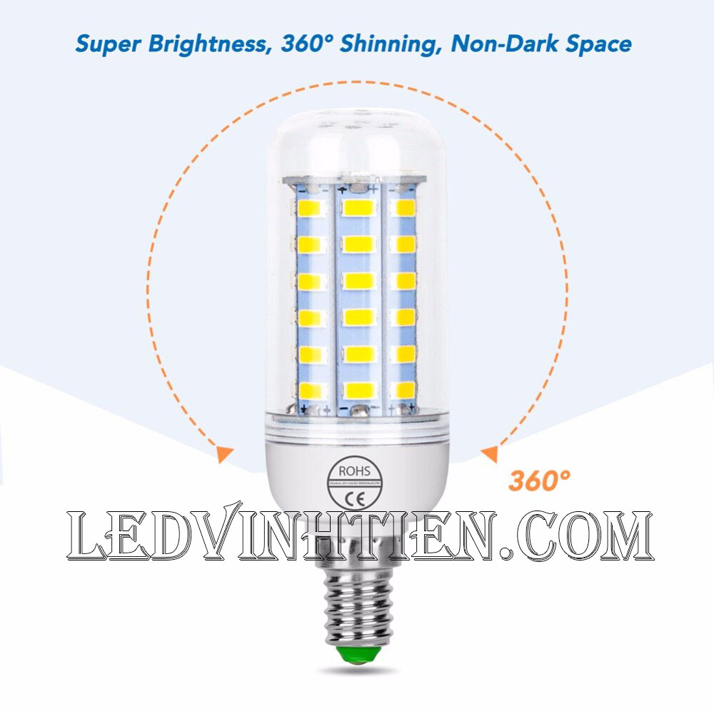 Bóng Đèn led trái bắp 5W ánh sáng trắng, vàng loại tốt, giá rẻ, chất lượng, siêu sáng