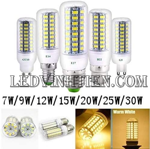 Bóng Đèn led trái bắp 5W ánh sáng trắng, vàng loại tốt, giá rẻ, chất lượng, siêu sáng