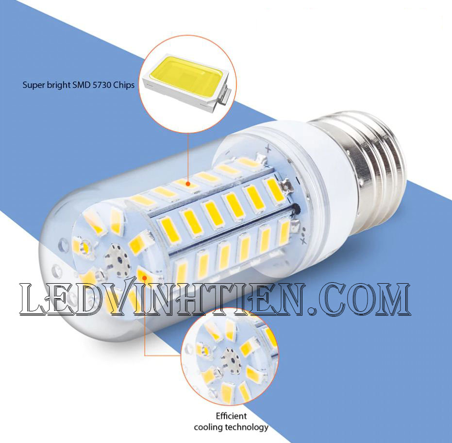 Bóng Đèn led trái bắp 5W ánh sáng trắng, vàng loại tốt, giá rẻ, chất lượng, siêu sáng