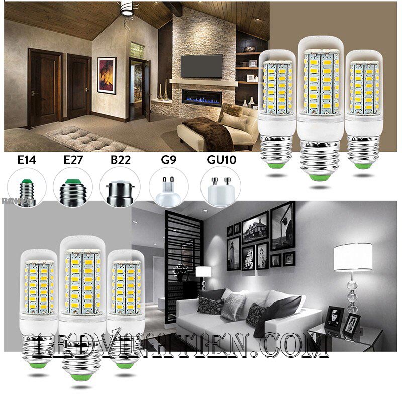 Bóng Đèn led trái bắp 5W ánh sáng trắng, vàng loại tốt, giá rẻ, chất lượng, siêu sáng