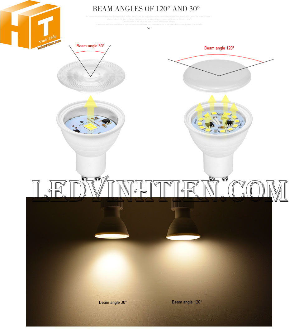 Bóng chén led 4W đui vặn MR16, GU10, GU5.3, E14, E27 loại tốt, giá rẻ, ánh sáng đẹp, chất lượng, chính hãng ledvinhtien.com
