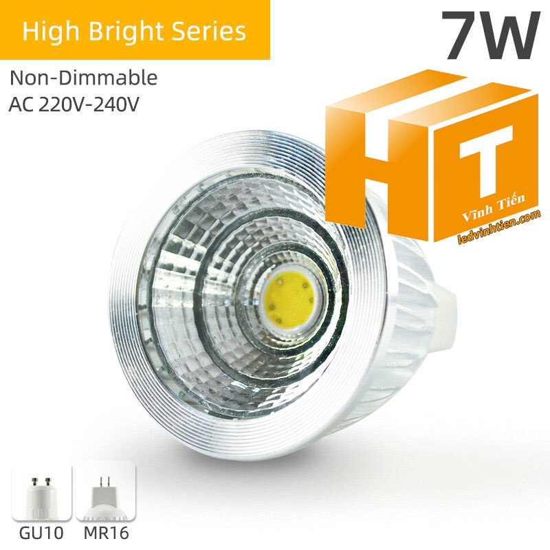 Bóng chén 7W đui MR16, GU10, GU5.3, E14, E27 loại tốt, giá rẻ, ánh sáng đẹp, chất lượng, chính hãng ledvinhtien.com