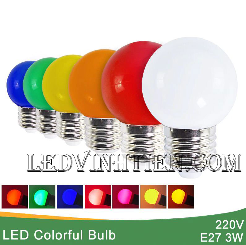 Bóng đèn led trái chanh 3W RGB, nhiều màu