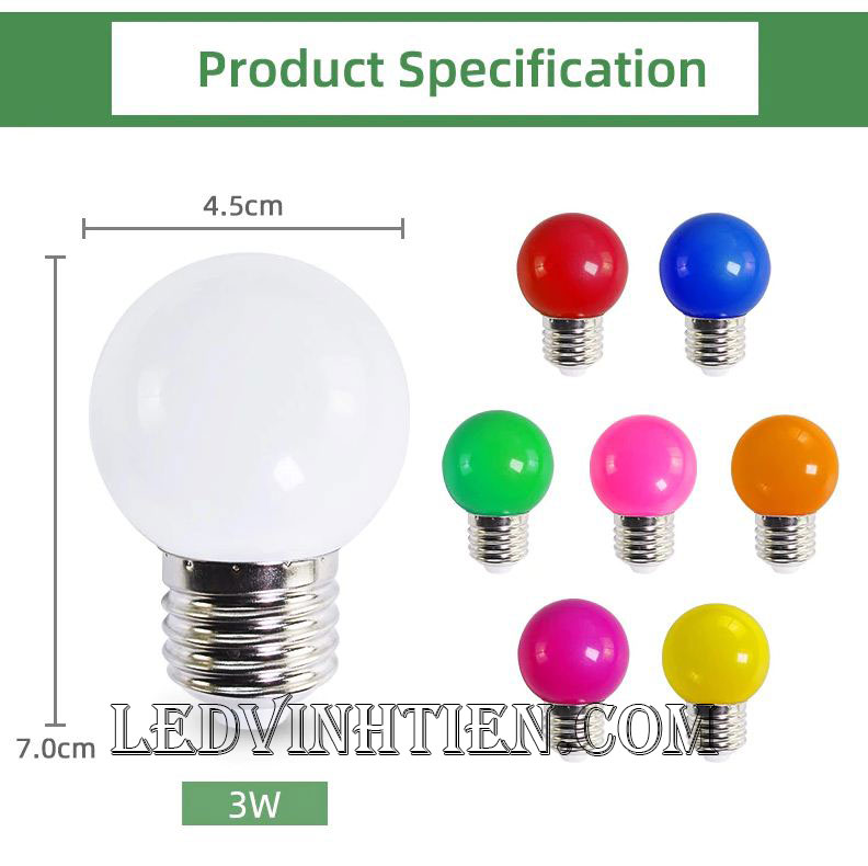 Bóng chanh 3W RGB, nhiều màu loại tốt, giá rẻ, chiếu sáng trong nhà và ngoài trời