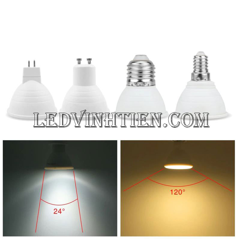 Bóng led chân ghim 3W, đèn led cốc loại tốt, giá rẻ, đui MR16, GU10, GU5.3, E14, E27, chính hãng ledvinhtien.com