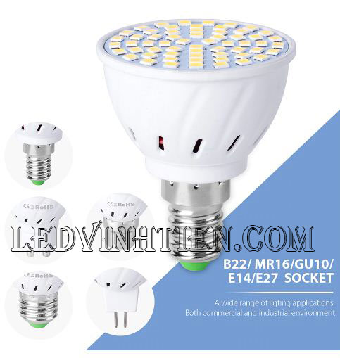 Bóng led chân ghim 3W, đèn led cốc loại tốt, giá rẻ, đui MR16, GU10, GU5.3, E14, E27, chính hãng ledvinhtien.com