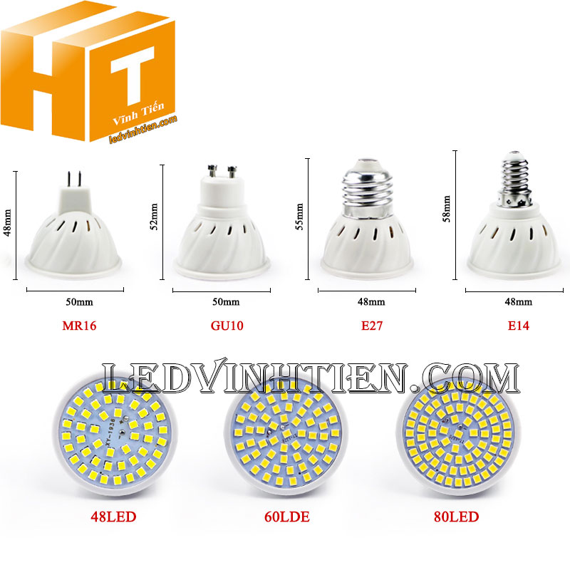 Bóng led đui ghim 5W, đèn led cốc loại tốt, giá rẻ, đui MR16, GU10, GU5.3, E14, E27, chính hãng ledvinhtien.com